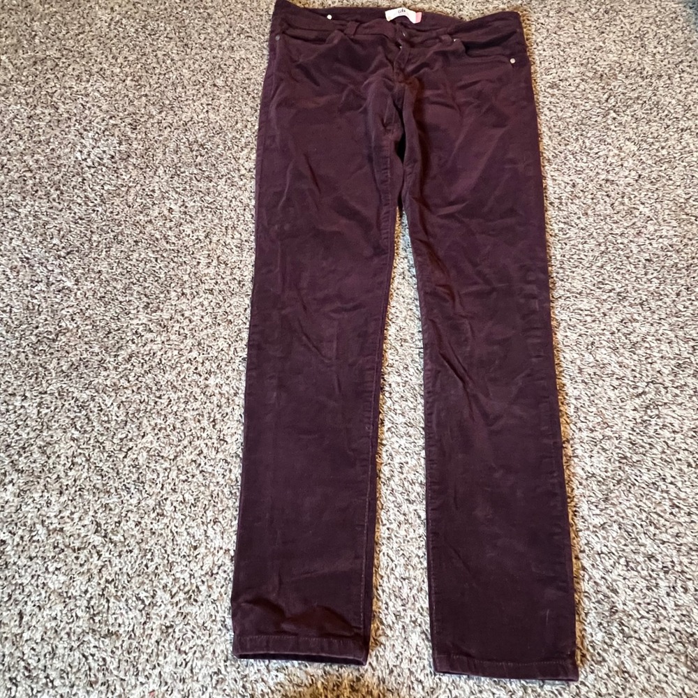 Cabi Jeans Skinny Corduroy Pants Purple Plum Mid Rise Size 12 Fall Winter Casual